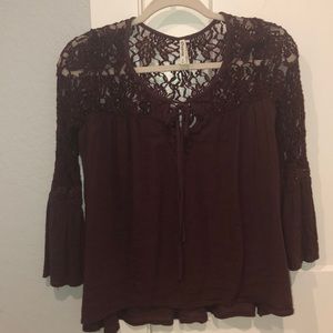 Lacey maroon woman’s blouse